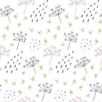 Modern seamless floral pattern with abstract dots and shapes. Good for printing. Vector wallpaper.