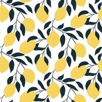 Seamless pattern with citrus fruits. Hand drawn overlapping backdrop. Modern lemon wallpaper. Vector illustration, good for printing.