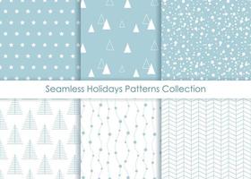 Minimalist seamless Holidays Prints Collection. Vector Christmas and New Year repetitive pattern set.