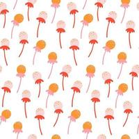 Cute seamless floral pattern with hand drawn dandelion flowers. Autumn design template. Vector wallpaper. Good for print.