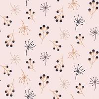 Cute seamless pattern with autumn floral elements. Hand drawn print. Vector wallpaper.