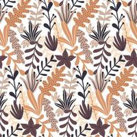 Autumn seamless pattern with wild floral elements. Modern Hand drawn style. Vector wallpaper.