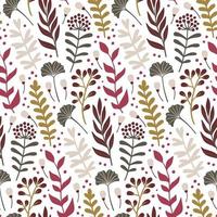 Modern seamless pattern with leaves and floral elements. Autumn background. Good for printing. Vector wallpaper.