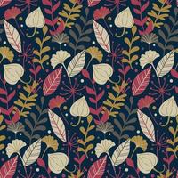 Modern seamless pattern with hand drawn wild floral elements. Autumn background. Good for printing. Vector wallpaper.