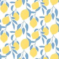 Seamless pattern with lemon fruits. Hand drawn overlapping backdrop. Modern citrus  wallpaper. Vector illustration, good for printing.