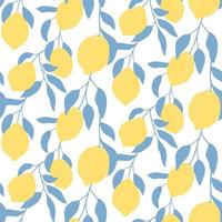 Seamless pattern with lemon fruits. Hand drawn overlapping backdrop. Modern citrus  wallpaper. Vector illustration, good for printing.