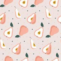 Hand drawn seamless pear pattern. Repetitive simple vector background with fruits.