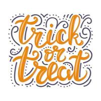 Vector greeting card for Halloween celebration. Trick or Treat Lettering.