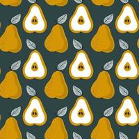 Trendy seamless pear pattern. Repetitive simple vector background with fruits.