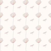 Seamless pattern with Poppy flower. Repeated floral background. Vector wallpaper. Good for fabric, textile, wrapping paper, packaging design.