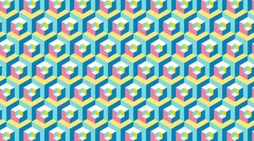Modern Hexagon 3d banner. Memphis style repetitive background. Vector wallpaper.