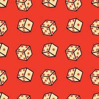 seamless pattern dice with vintage style red background vector