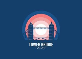 logotipo del puente de la torre de londres. la mejor ilustración de arquitectura del mundo. vector de símbolo de luz de luna moderna. eps 10