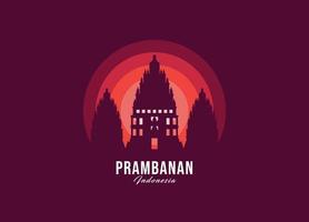 Prambanan Temple of Indonesia logotype. World greatest architecture illustration. Modern moonlight symbol vector. Eps 10 vector