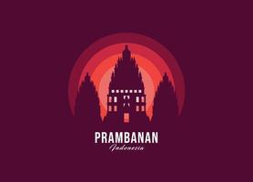 logotipo del templo de prambanan de indonesia. la mejor ilustración de arquitectura del mundo. vector de símbolo de luz de luna moderna. eps 10