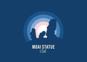 estatua moai del logotipo de chile. la mejor ilustración de arquitectura del mundo. vector de símbolo de luz de luna moderna. eps 10