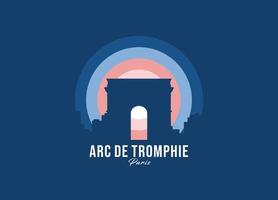 Logotipo del arco del Trofeo de París. la mejor ilustración de arquitectura del mundo. vector de símbolo de luz de luna moderna. eps 10