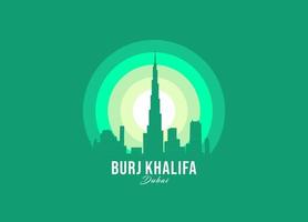 Burj Khalifa of Dubai logotype. World greatest architecture illustration. Modern moonlight symbol vector. Eps 10
