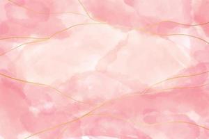 Pink watercolor background with gold lines vector