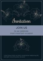 Invitation template A4 flyer classic style dark with flowers vector