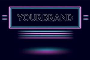 Neon light sign frame template vector