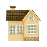 watercolor cute village home roof illustration vector