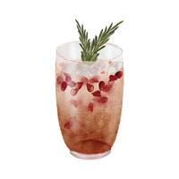 watercolor illustration of cocktail with rosemary clip art vector