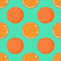 Juicy orange vegan fruit vector flat seamless pattern