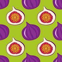 Exotic fig vegan fruit vector flat seamless pattern