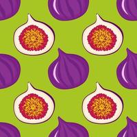 Exotic fig vegan fruit vector flat seamless pattern