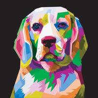 colorful dog head with cool isolated pop art style backround. WPAP style vector