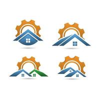 conjunto de icono de reparación del hogar. icono de la casa y el engranaje. ilustración de diseño de vectores de reparación de viviendas. signo simple de la casa.