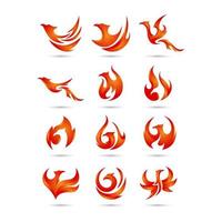 conjunto de logotipo de fénix. Ilustración de diseño de vector de logotipo de fénix. colección de logotipos de fénix. signos simples de ave fénix.