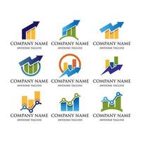 Set of the abstract financial market logo. A finance bar chart or stock exchange marketing icon symbol. Logo template ready for use. vector