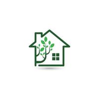 icono de la casa. icono de la casa verde. ilustración de diseño de vector de casa y árbol. casa simple signo