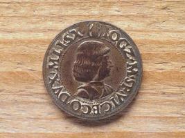 Ancient Milanese testone coin reverse showing Ludovico Maria Sfo photo