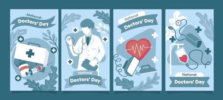 tarjetas planas del día del médico nacional vector