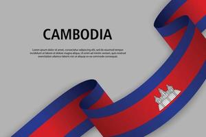 Waving ribbon with Flag , vector illustration