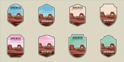 set of emblem arches national park vector illustration template graphic design.bundle collection of various sky and cloud color vintage outdoors and adventure sign or symbol for business travel