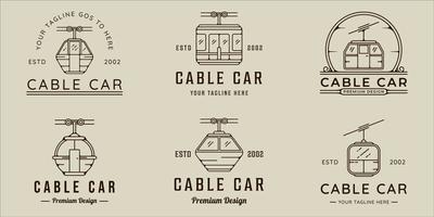 conjunto de teleférico o góndola línea arte vector simple minimalista ilustración plantilla icono diseño gráfico. colección de paquetes de varios signos o símbolos de transporte para el concepto de negocios o viajes