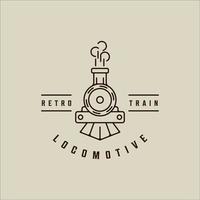 locomotora línea arte logo vector simple minimalista ilustración plantilla icono diseño gráfico. signo o símbolo de tren retro o vintage para el concepto de transporte