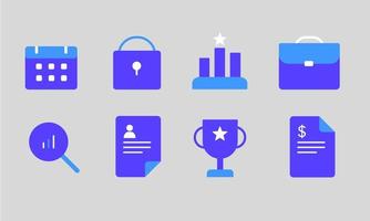 Blue flat fill business icons collection vector
