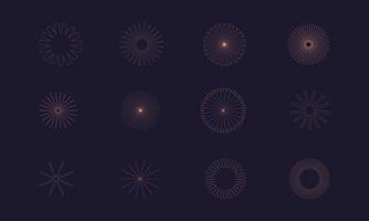 Minimalist sunburst line decorative element vector