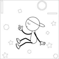 man cartoon gesture vector illustration, sit back