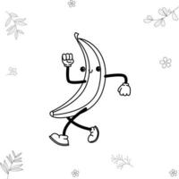 banana run doodle kawai vector