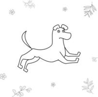 Ilustración de vector de perro saltando para colorear libro