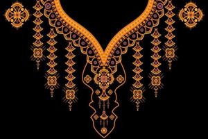 The geometric design is used in the embroidery of the collar. vector