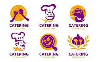 conjunto de chef catering logo elegante vector