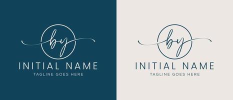 BY YB Initial handwriting signature logo template vector. Hand lettering for designs vector