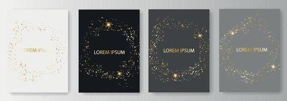 Set collection of backgrounds with golden sparkles vector